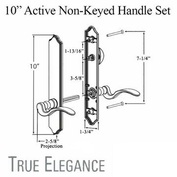 Elegance 10" Arch Non-Keyed Active Handle Hardware For Hinged Door - 395005